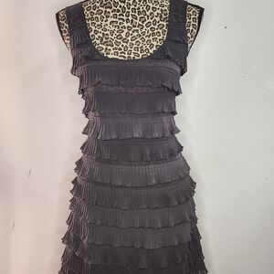 Sleeveless Tiered Ruffle Mini Dress - Black